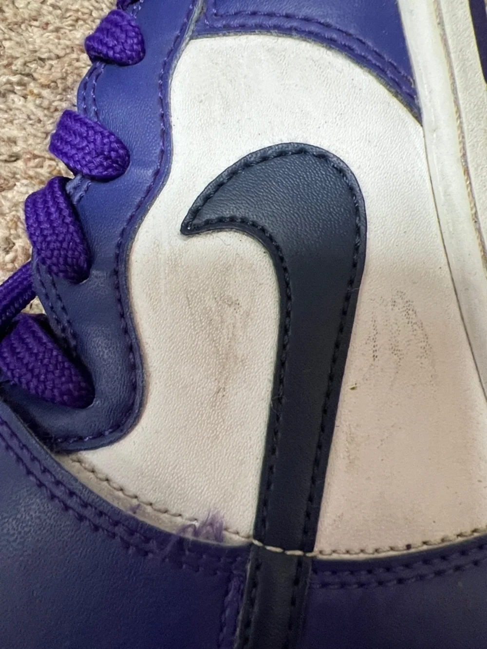 Nike Purple and White High-Top Sneakers size 3 Kids